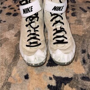 Nike Women's Cream and Black High-Top Sneakers